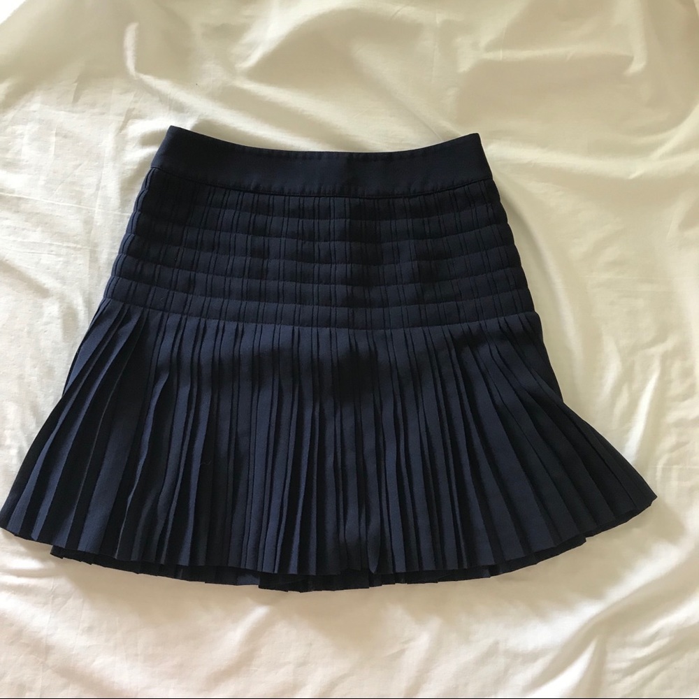 J.Crew Navy Pleated Skirt Size 2